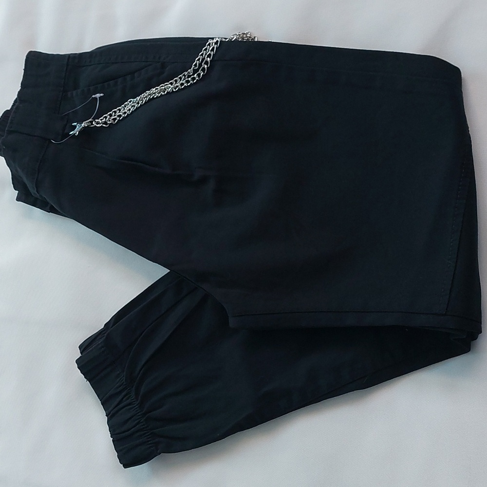 Streetwear Society Black Joggers with Chain Accent Womens Size M‎